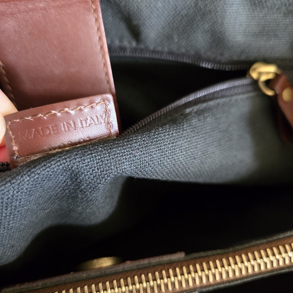 Burberry Beige and Brown Plaid Duffel Bag with Leather Trim - Picture 7 of 7